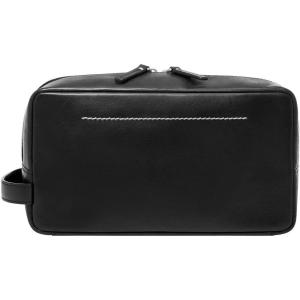 imageFossil Mens Leather Travel Shave Dopp KitWestover Black