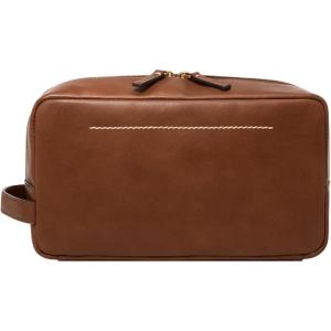 imageFossil Mens Leather Travel Shave Dopp KitWestover Brown