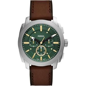 imageFossil Mens Machine Chronograph Stainless Steel WatchBrown LeatherSilverGreen