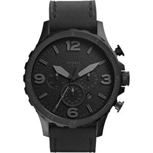 imageFossil Mens Nate Quartz Stainless Steel Chronograph WatchBlack Leather