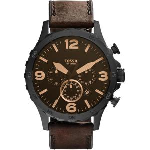imageFossil Mens Nate Quartz Stainless Steel Chronograph WatchBlackBrown Leather