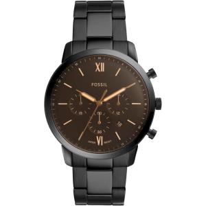 imageFossil Mens Neutra Quartz Stainless Steel and Leather Chronograph WatchBlack  Brown Dial