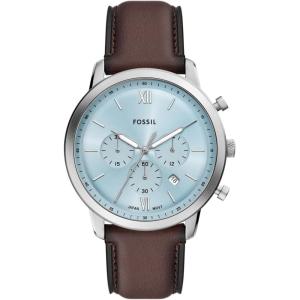 imageFossil Mens Neutra Quartz Stainless Steel and Leather Chronograph WatchBrown LeatherSilverIce Blue