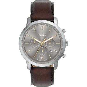 imageFossil Mens Neutra Quartz Stainless Steel and Leather Chronograph WatchBrownSilverGunmetal