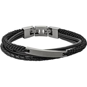 imageFossil Mens Plated Stainless Steel Engravable Personalized Gift ID Chain or Cuff Bracelet for MenBlackBrown  Gunmetal