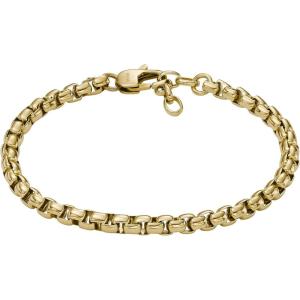 imageFossil Mens Plated Stainless Steel Engravable Personalized Gift ID Chain or Cuff Bracelet for MenGold Box Chain
