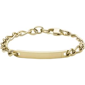 imageFossil Mens Plated Stainless Steel Engravable Personalized Gift ID Chain or Cuff Bracelet for MenGold Engravable
