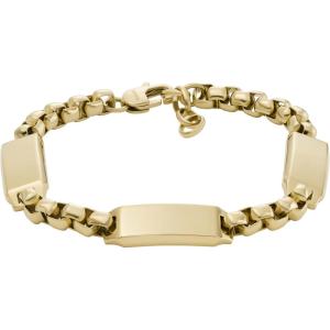 imageFossil Mens Plated Stainless Steel Engravable Personalized Gift ID Chain or Cuff Bracelet for MenGold ID Chain Engravable