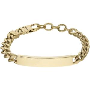 imageFossil Mens Plated Stainless Steel Engravable Personalized Gift ID Chain or Cuff Bracelet for MenGold ID Engravable