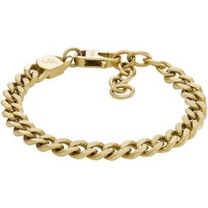 imageFossil Mens Plated Stainless Steel Engravable Personalized Gift ID Chain or Cuff Bracelet for MenGold Large Curb Chain