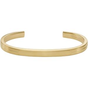 imageFossil Mens Plated Stainless Steel Engravable Personalized Gift ID Chain or Cuff Bracelet for MenGold Smooth Cuff