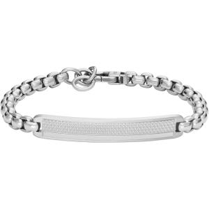 imageFossil Mens Plated Stainless Steel Engravable Personalized Gift ID Chain or Cuff Bracelet for MenKnox Silver ID