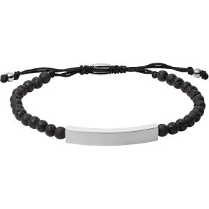 imageFossil Mens Plated Stainless Steel Engravable Personalized Gift ID Chain or Cuff Bracelet for MenLavaSilver Engravable