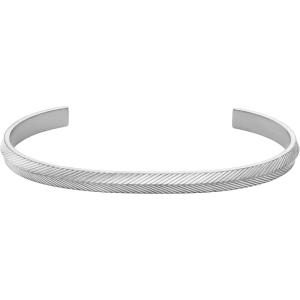 imageFossil Mens Plated Stainless Steel Engravable Personalized Gift ID Chain or Cuff Bracelet for MenSilver Harlow Linear Texture Cuff