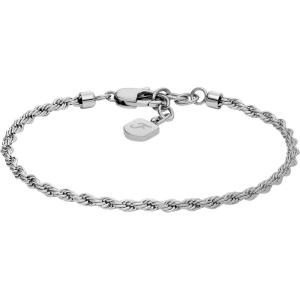 imageFossil Mens Plated Stainless Steel Engravable Personalized Gift ID Chain or Cuff Bracelet for MenSilver Twist