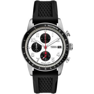 imageFossil Mens Sport Tourer Quartz Stainless Steel Chronograph WatchBlack SiliconeSilverWhite