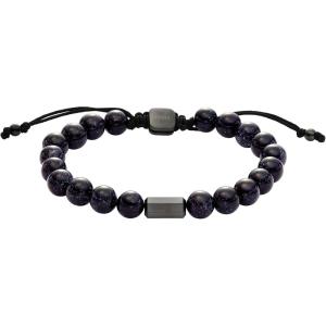 imageFossil Mens Stainless Steel and Genuine Leather andor Beaded Bracelet for MenBlack Bead