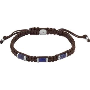 imageFossil Mens Stainless Steel and Genuine Leather andor Beaded Bracelet for MenBlue SodaliteBrown