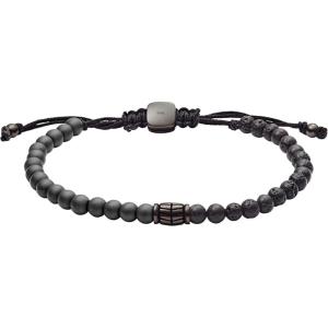 imageFossil Mens Stainless Steel and Genuine Leather andor Beaded Bracelet for MenHematiteLava