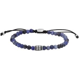 imageFossil Mens Stainless Steel and Genuine Leather andor Beaded Bracelet for MenSodaliteBlue