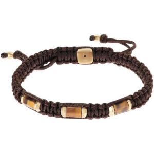 imageFossil Mens Stainless Steel and Genuine Leather andor Beaded Bracelet for MenTigers EyeBrownGold
