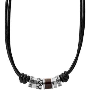 imageFossil Mens Stainless Steel or Leather Necklace for MenBlackSilverBrown