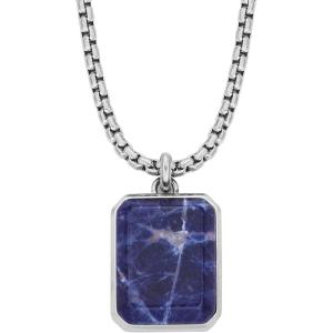 imageFossil Mens Stainless Steel or Leather Necklace for MenBlue Sodalite