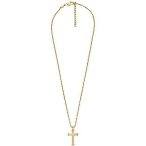 imageFossil Mens Stainless Steel or Leather Necklace for MenGold Cross