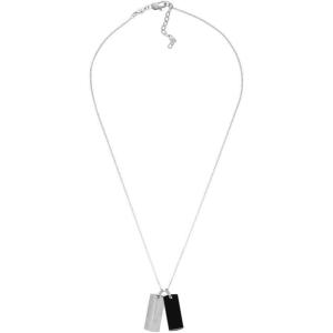 imageFossil Mens Stainless Steel or Leather Necklace for MenSilver  Black Onyx Harlow Linear Texture