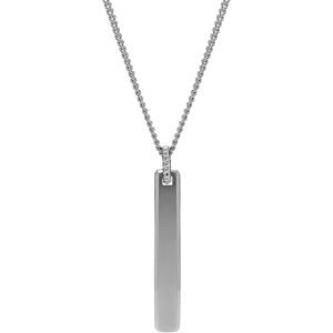 imageFossil Mens Stainless Steel or Leather Necklace for MenSilver Engravable Pendant