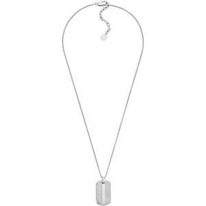 imageFossil Mens Stainless Steel or Leather Necklace for MenSilver Knox Knurled Dog Tag