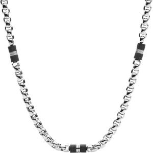 imageFossil Mens Stainless Steel or Leather Necklace for MenSilverBlack Chain