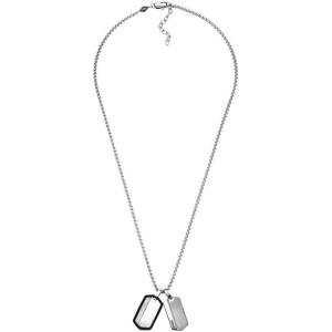 imageFossil Mens Stainless Steel or Leather Necklace for MenSilverBlack Grooved Tag