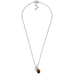 imageFossil Mens Stainless Steel or Leather Necklace for MenSilverTigers Eye