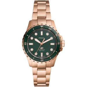 imageFossil Womens Blue Dive Quartz Stainless Steel ThreeHand WatchRose GoldGreen