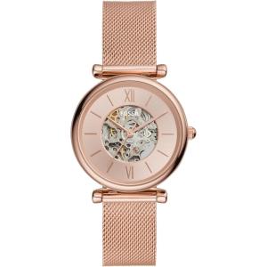 imageFossil Womens Carlie Automatic Stainless Steel Mesh ThreeHand WatchRose Gold Automatic