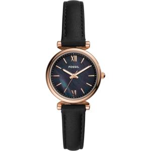 imageFossil Womens Carlie Quartz Stainless Steel ThreeHand WatchBlack LeatherRose Gold