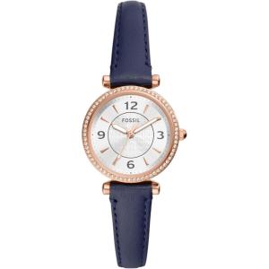 imageFossil Womens Carlie Quartz Stainless Steel ThreeHand WatchBlue LeatherRose Gold