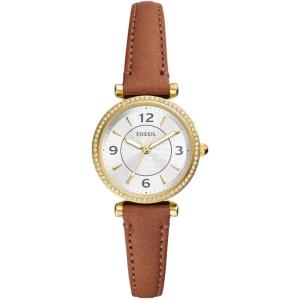 imageFossil Womens Carlie Quartz Stainless Steel ThreeHand WatchBrown LeatherGold