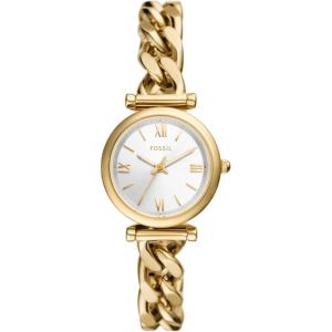 imageFossil Womens Carlie Quartz Stainless Steel ThreeHand WatchGold Curb Chain
