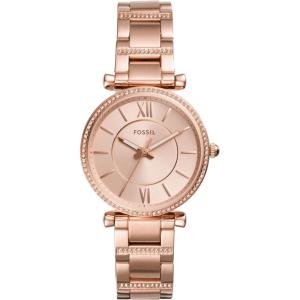 imageFossil Womens Carlie Quartz Stainless Steel ThreeHand WatchRose Gold Glitz