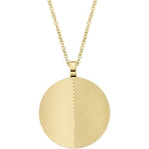 imageFossil Womens GoldTone Stainless Steel Pendant Chain Necklace for WomenGold Harlow Linear Texture Disc