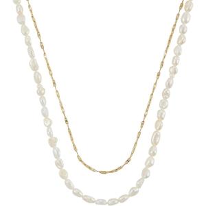 imageFossil Womens GoldTone Stainless Steel Pendant Chain Necklace for WomenGoldPearl Layer