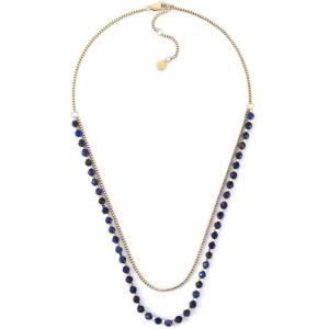 imageFossil Womens GoldTone Stainless Steel Pendant Chain Necklace for WomenLayered Blue Bead