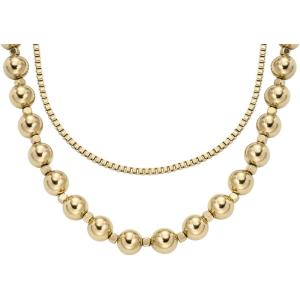 imageFossil Womens GoldTone Stainless Steel Pendant Chain Necklace for WomenLayered Gold Bead