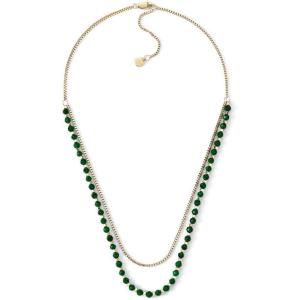 imageFossil Womens GoldTone Stainless Steel Pendant Chain Necklace for WomenLayered Green Bead