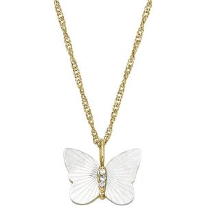 imageFossil Womens GoldTone Stainless Steel Pendant Chain Necklace for WomenMOP Butterfly