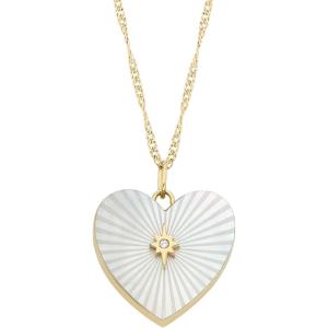imageFossil Womens GoldTone Stainless Steel Pendant Chain Necklace for WomenMOP Heart Locket