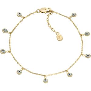imageFossil Womens Heritage DLink Brass Chain AnkletGold Evil Eye