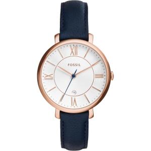 imageFossil Womens Jacqueline Quartz Stainless Steel ThreeHand WatchBlue LeatherRose Gold